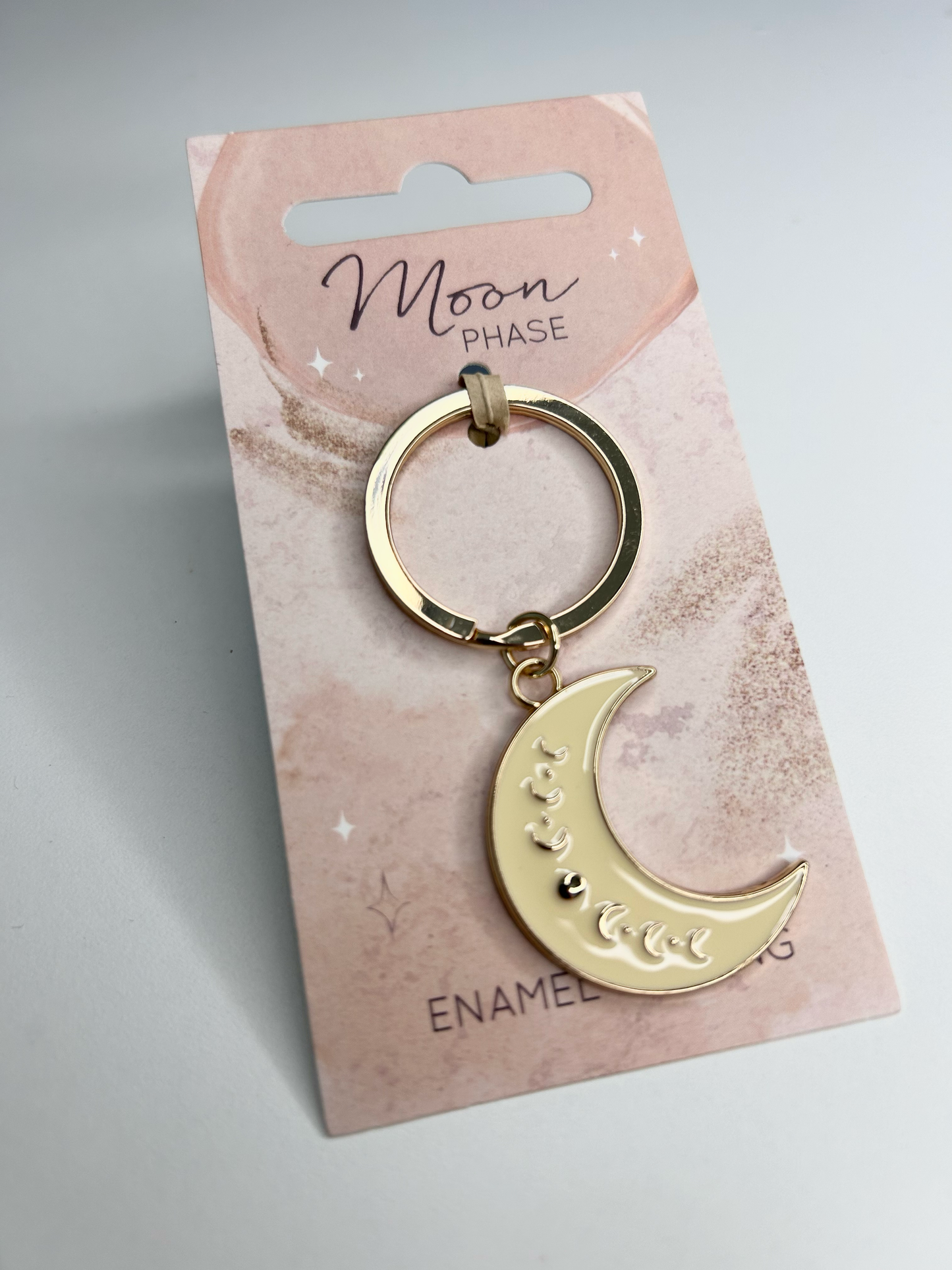 Moon Phase Crescent Enamel Keyring