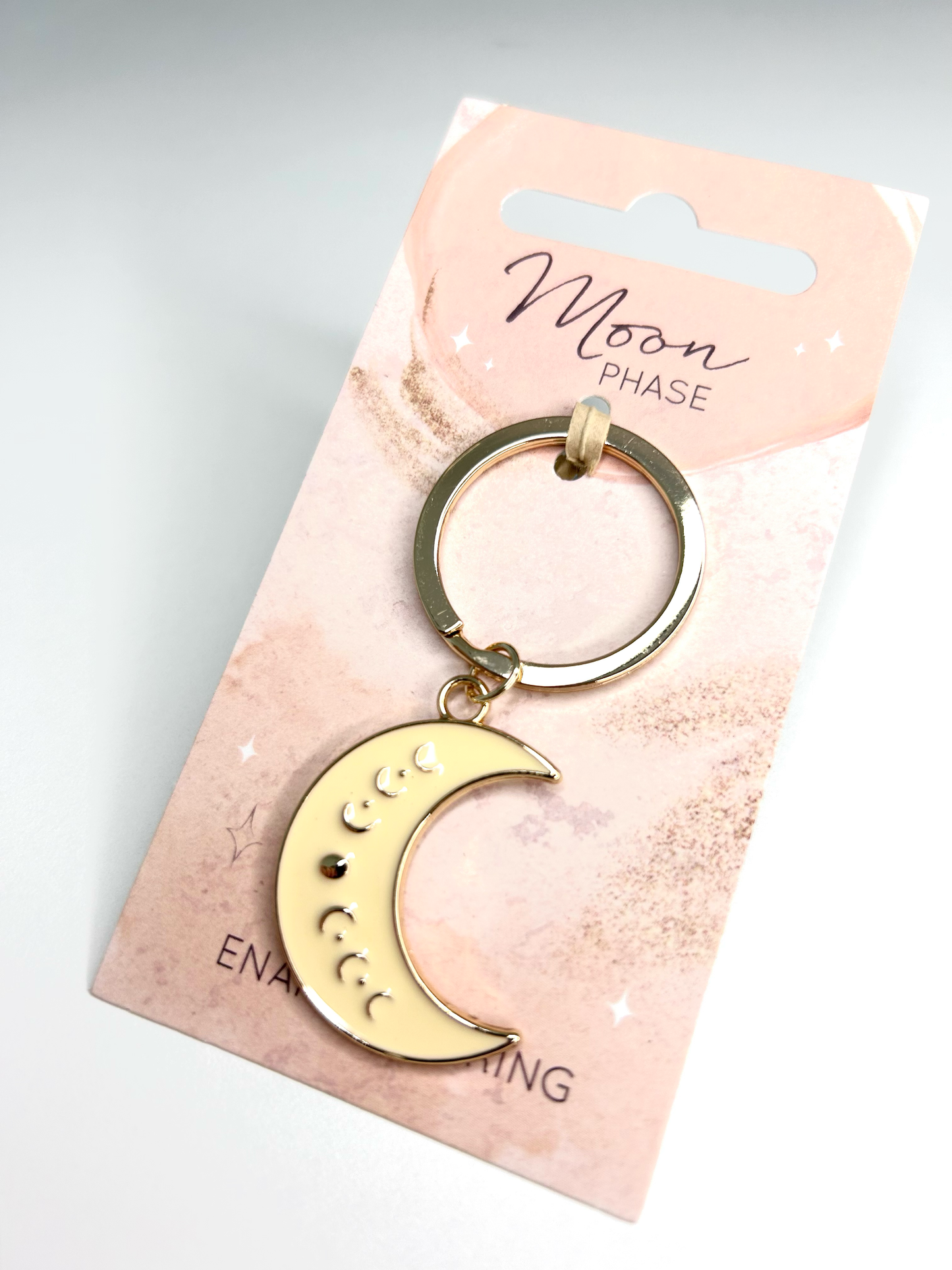 Moon Phase Crescent Enamel Keyring