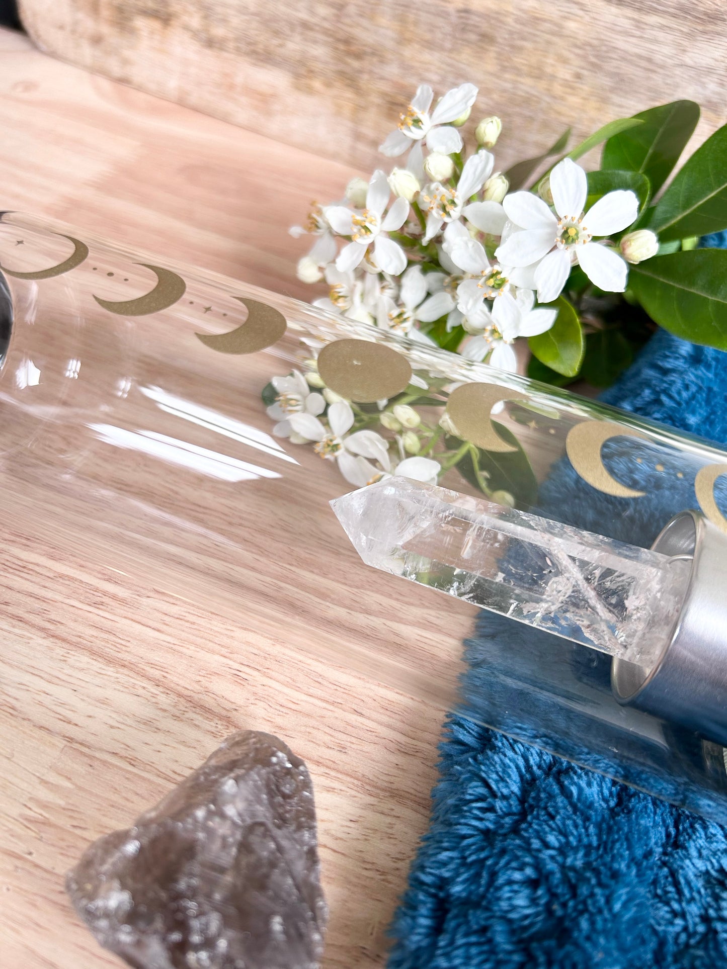 Quartz Moon Phase Glass Water Bottle