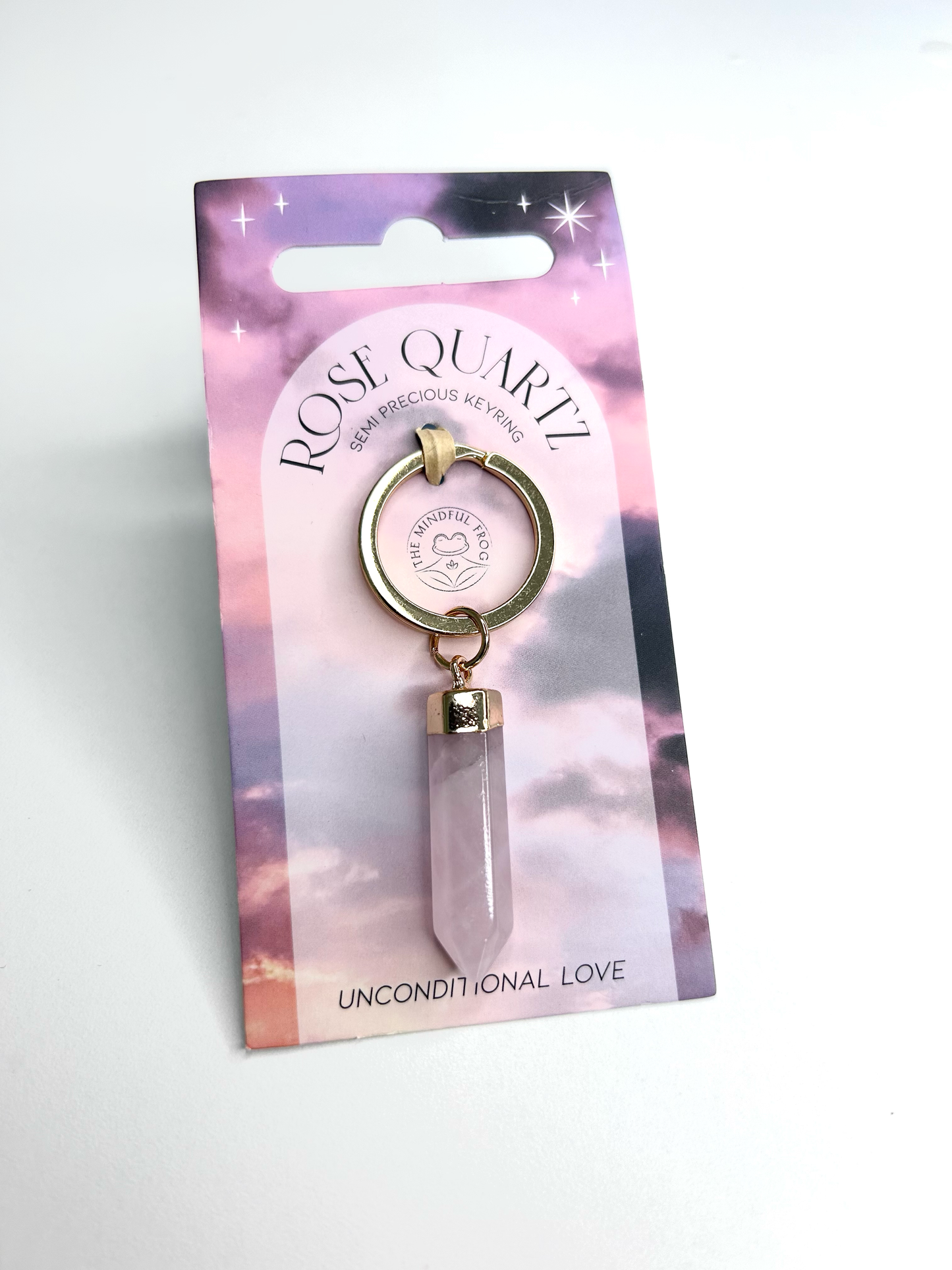 Rose Quartz Semi Precious Crystal Keyring