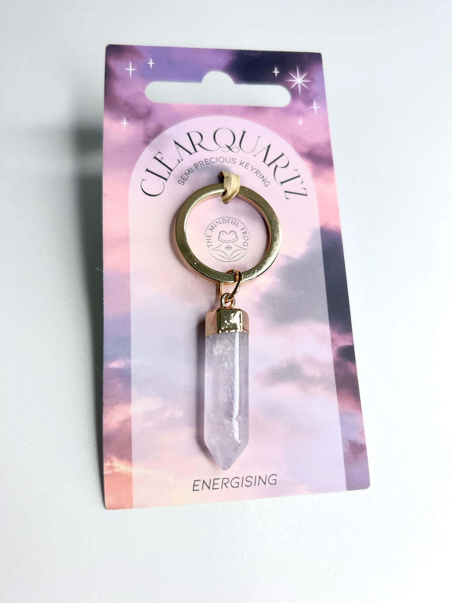 Clear Quartz Semi Precious Keyring