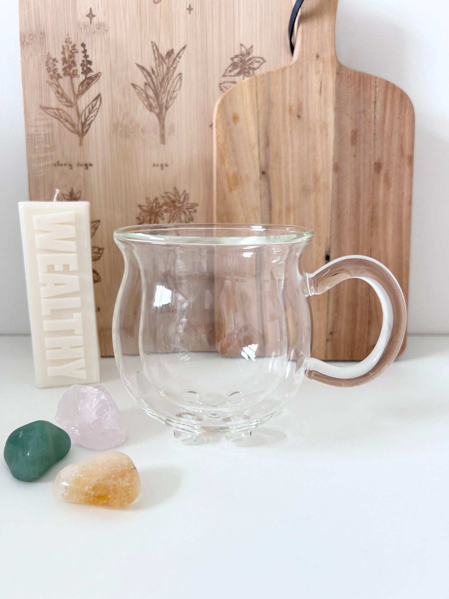 Clear Double Walled Glass Cauldron Mug