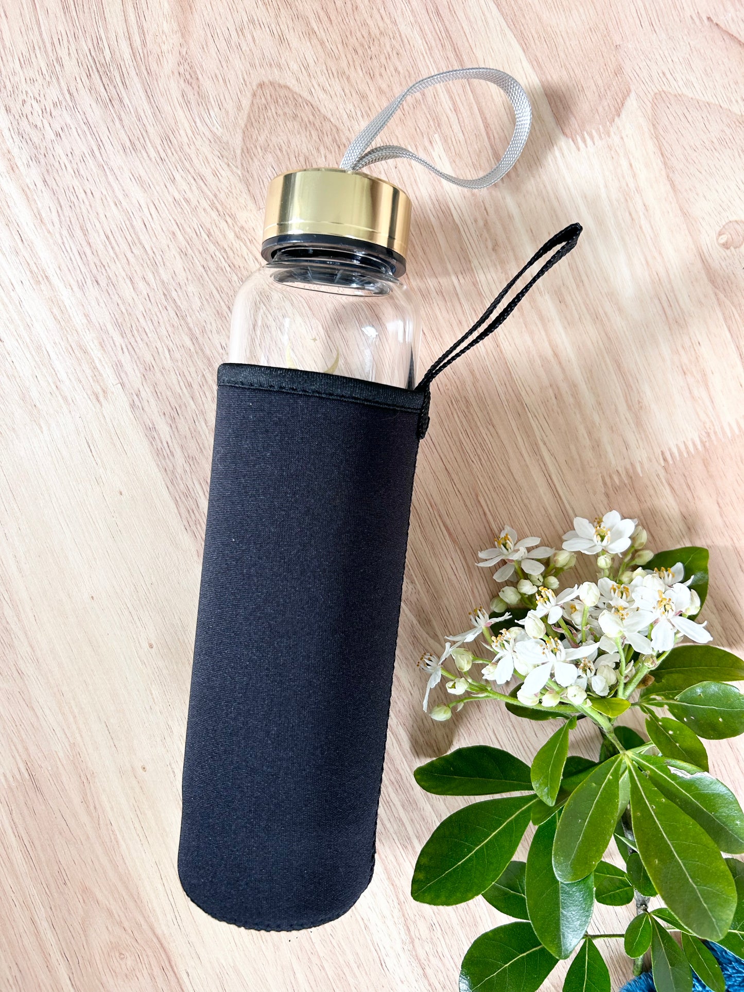 Quartz Moon Phase Glass Water Bottle