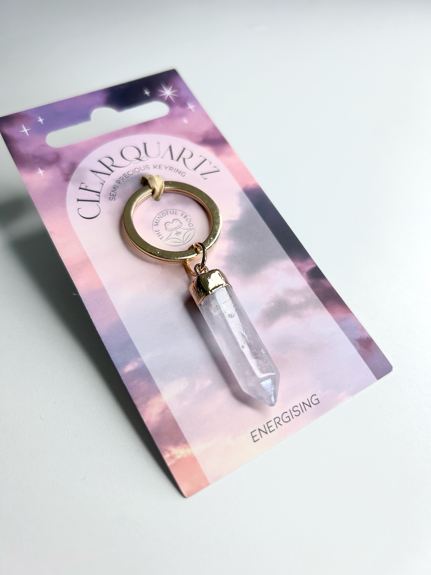 Clear Quartz Semi Precious Keyring