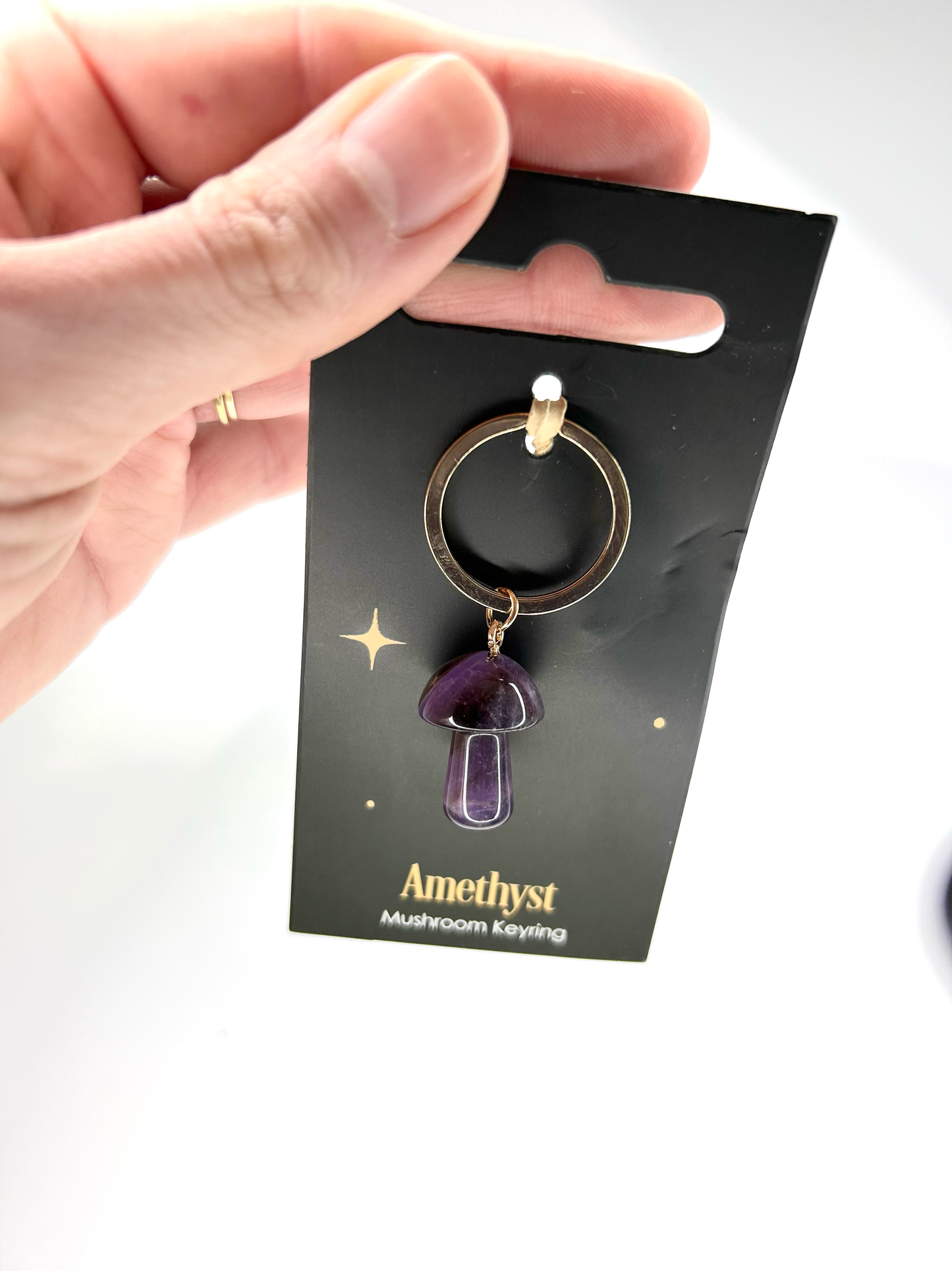 Amethyst Crystal Mushroom Keyring