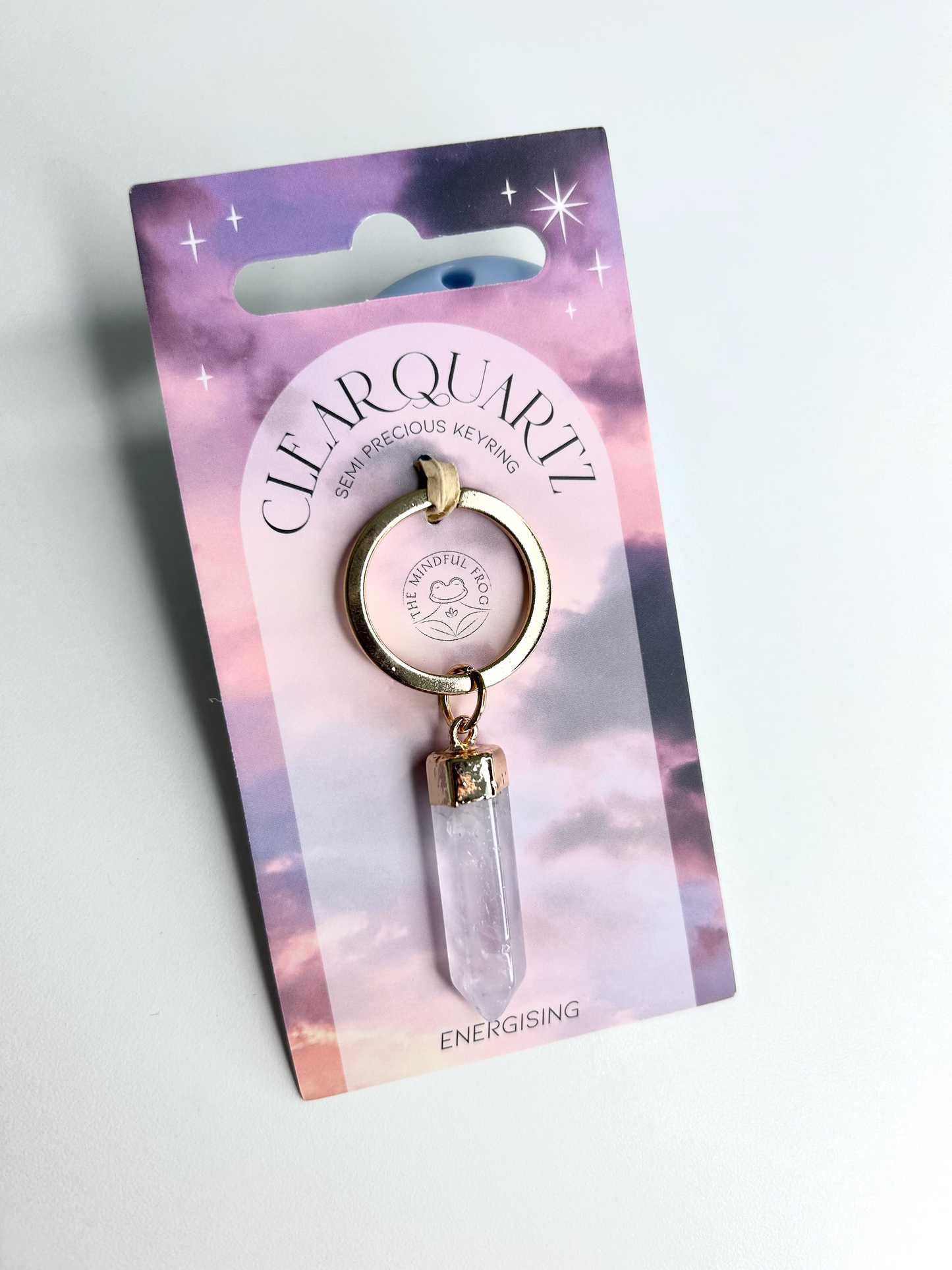 Clear Quartz Semi Precious Keyring