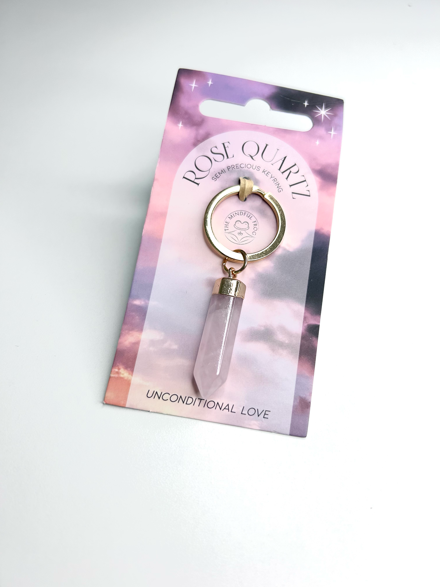 Rose Quartz Semi Precious Crystal Keyring