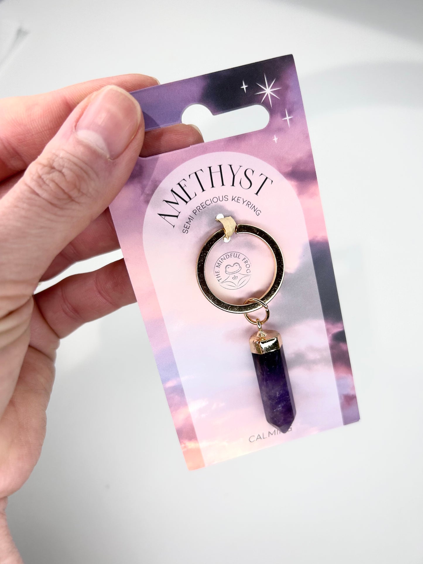 Amethyst Semi Precious Crystal Keyring