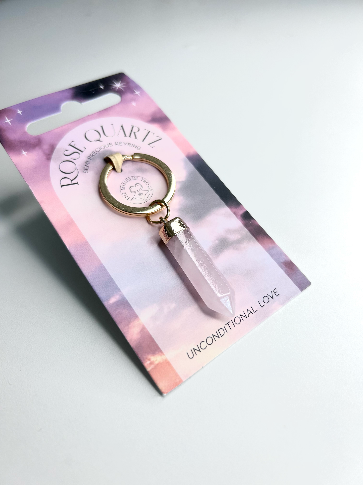 Rose Quartz Semi Precious Crystal Keyring