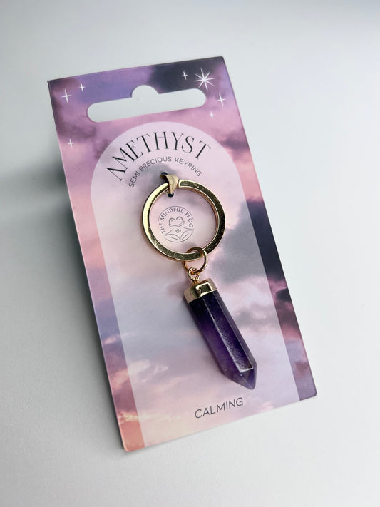 Amethyst Semi Precious Crystal Keyring