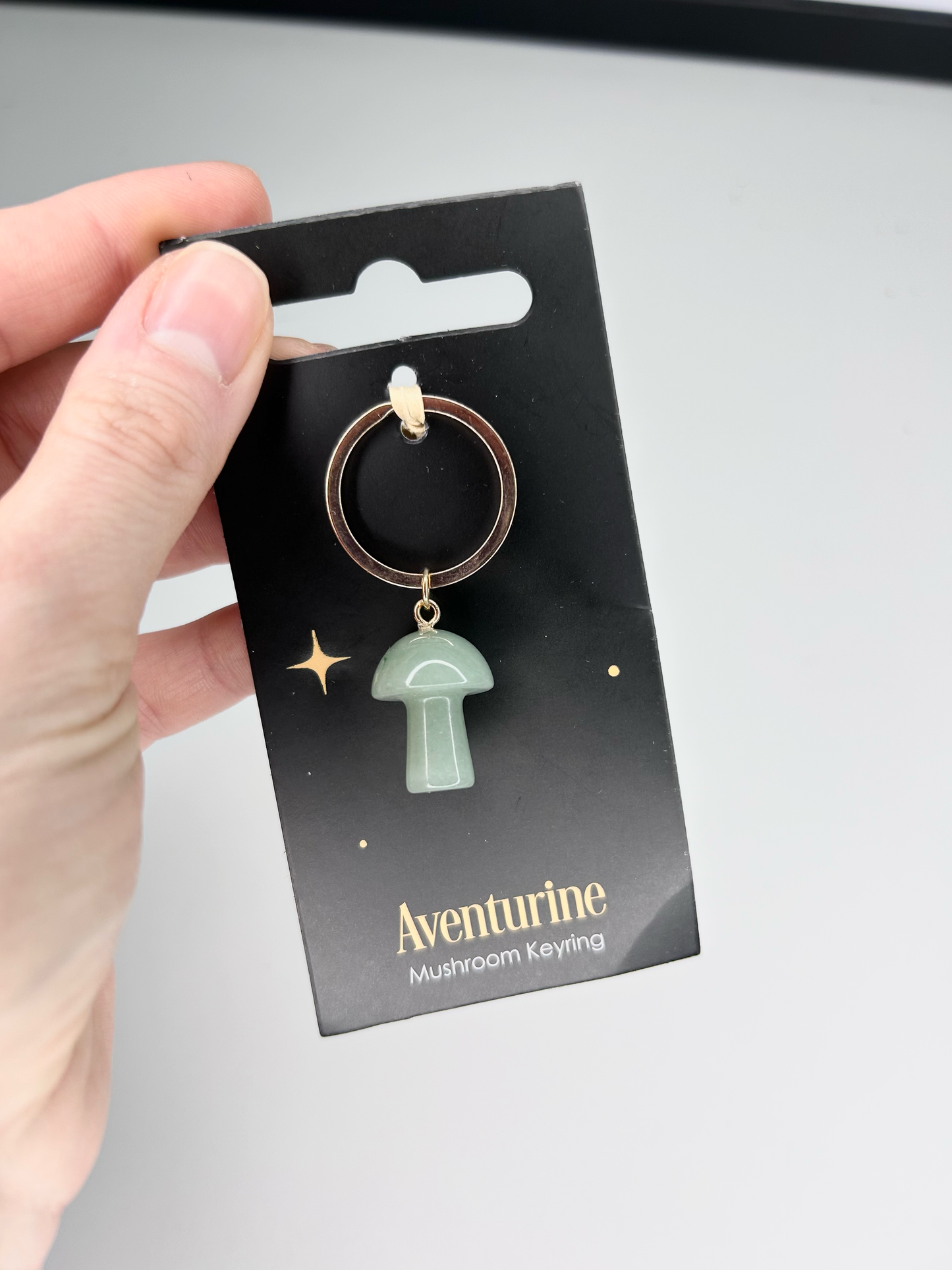 Aventurine Crystal Mushroom Keyring