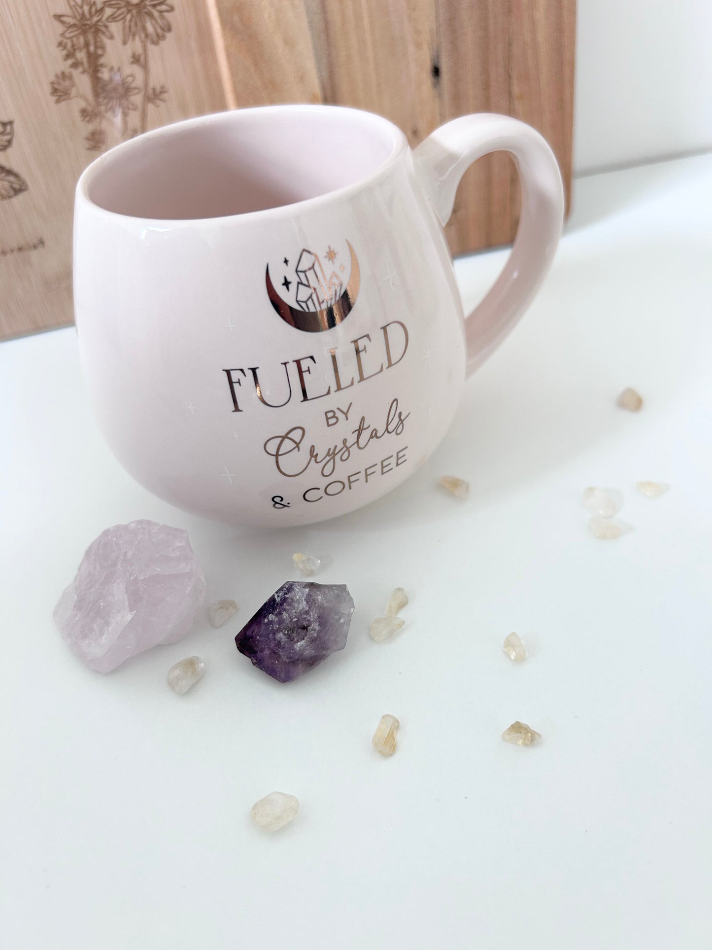 Fueled By Crystals and Coffee Rounded Mug